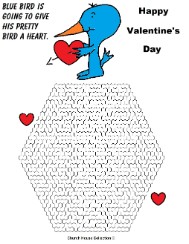 Happy Valentine's Day Maze Blue Bird With Heart